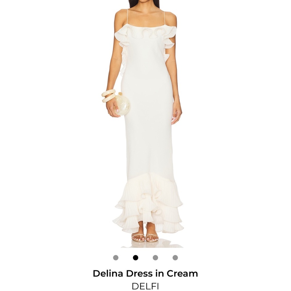 DELFI Delina Cream Ruffle Maxi Dress